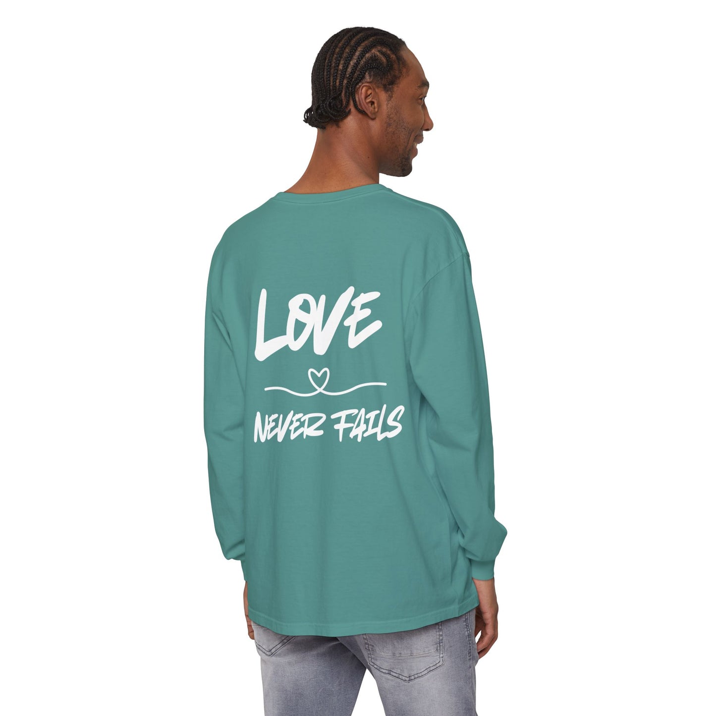 1 CORINTHIANS 13:8 LONG-SLEEVE SHIRT