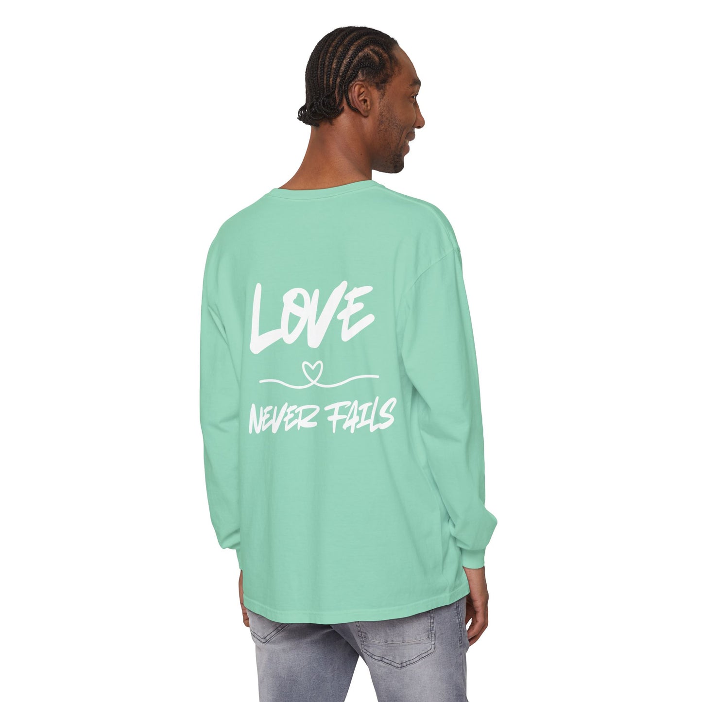 1 CORINTHIANS 13:8 LONG-SLEEVE SHIRT