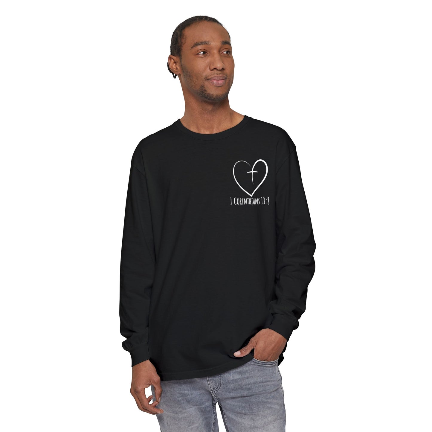 1 CORINTHIANS 13:8 LONG-SLEEVE SHIRT