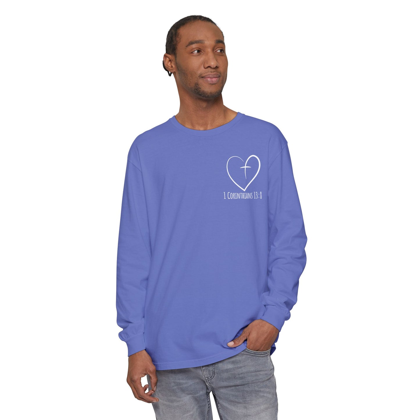 1 CORINTHIANS 13:8 LONG-SLEEVE SHIRT
