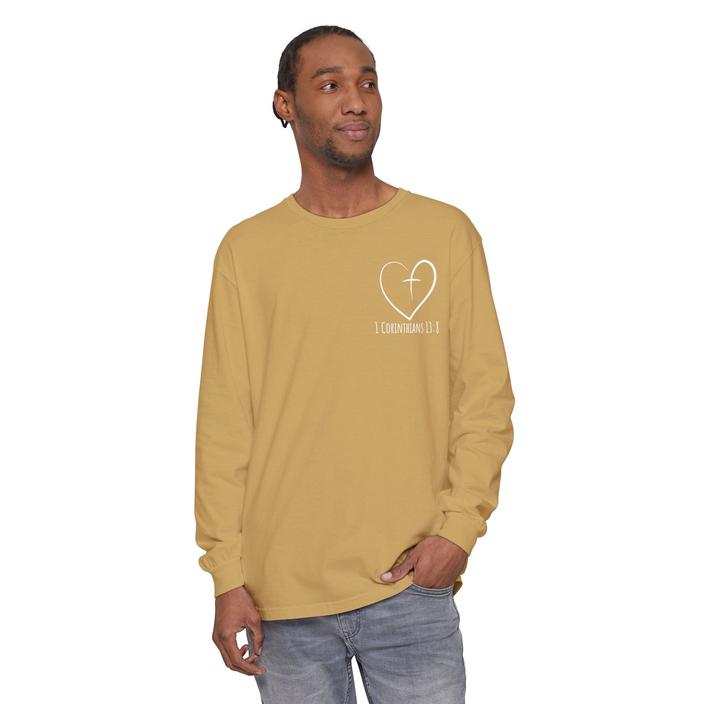 1 CORINTHIANS 13:8 LONG-SLEEVE SHIRT