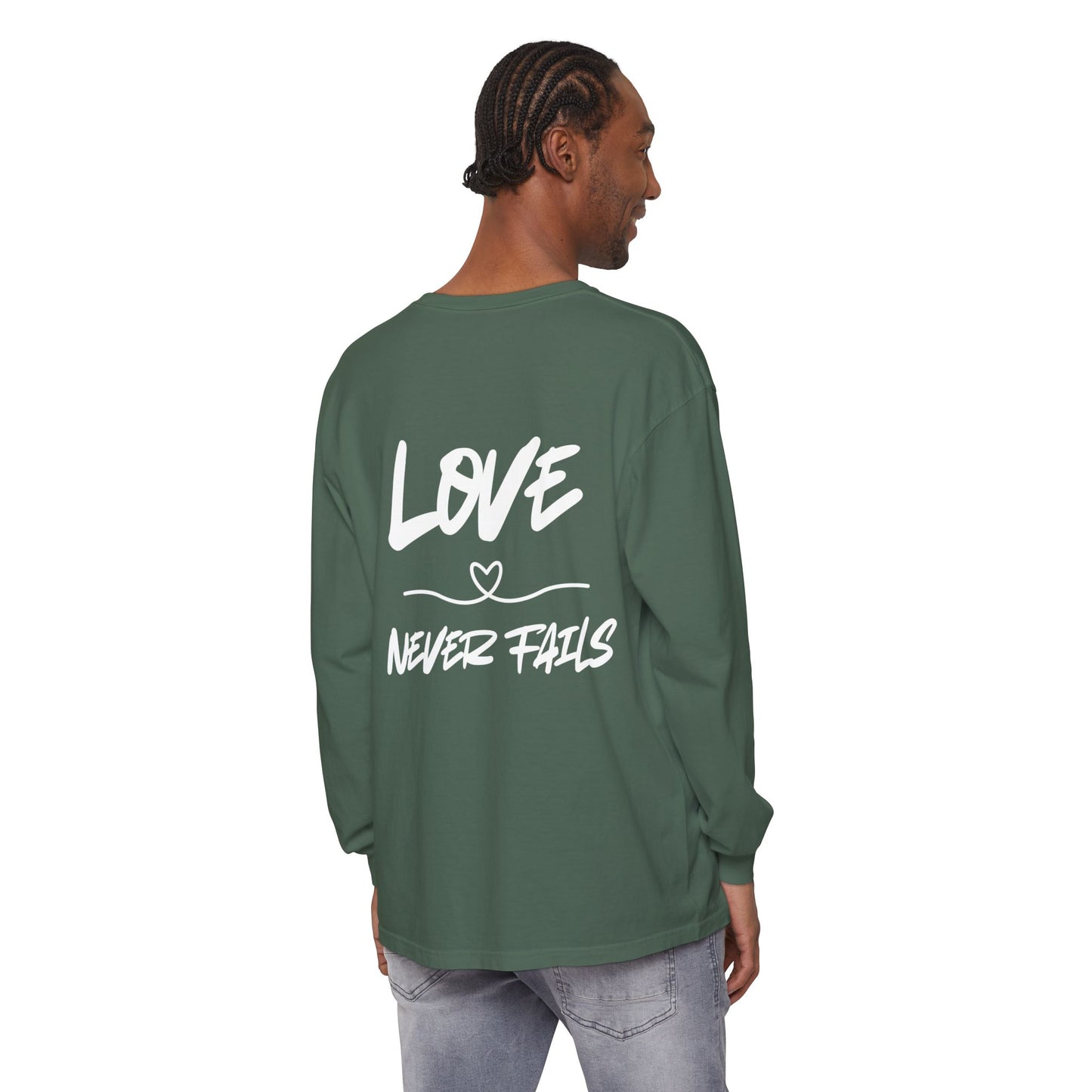 1 CORINTHIANS 13:8 LONG-SLEEVE SHIRT
