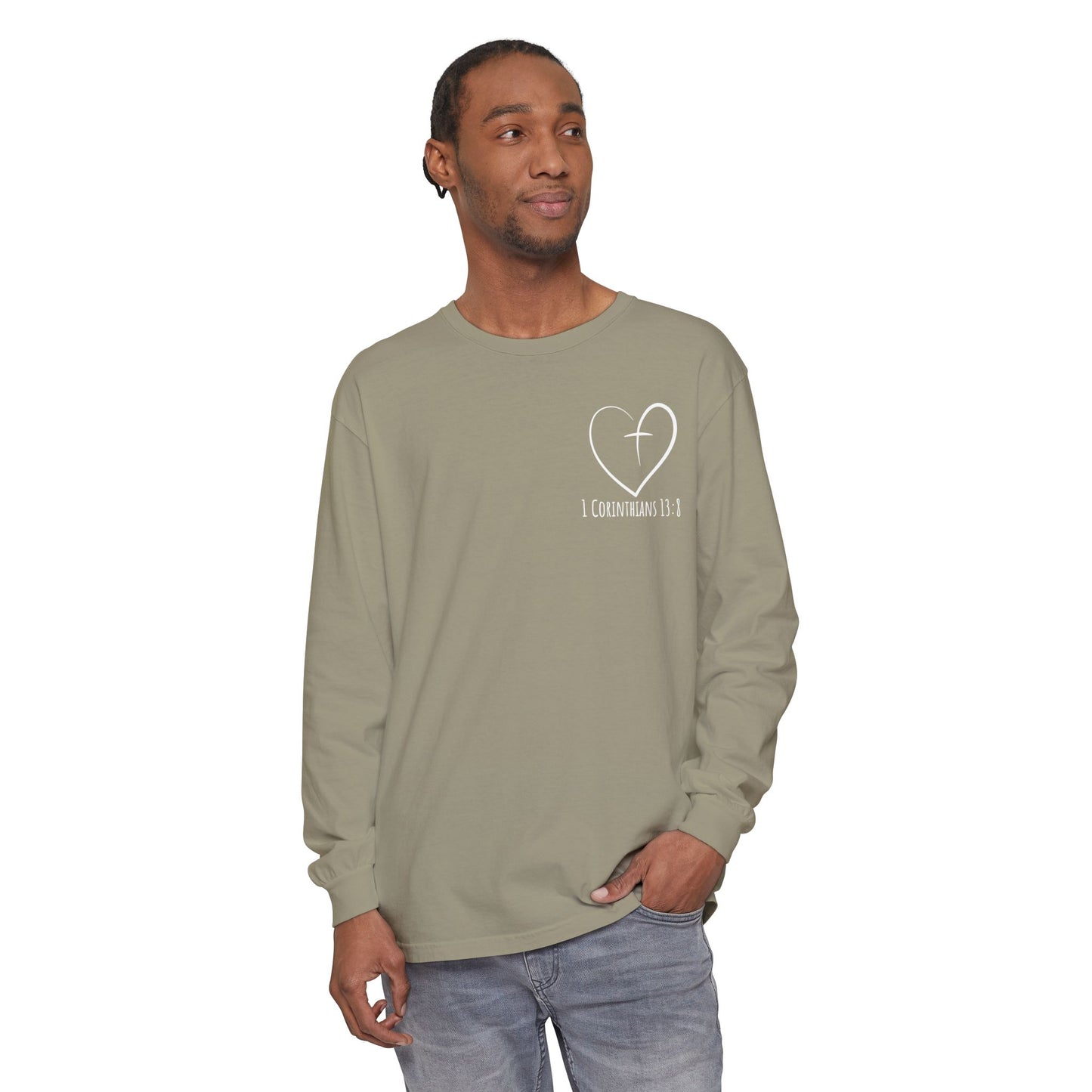 1 CORINTHIANS 13:8 LONG-SLEEVE SHIRT