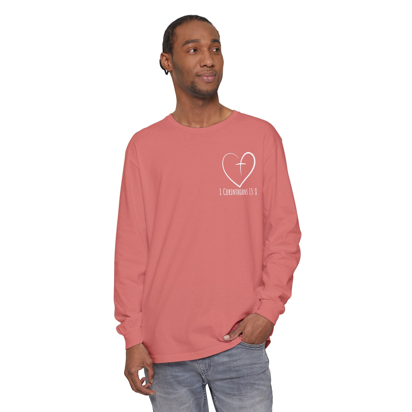 1 CORINTHIANS 13:8 LONG-SLEEVE SHIRT
