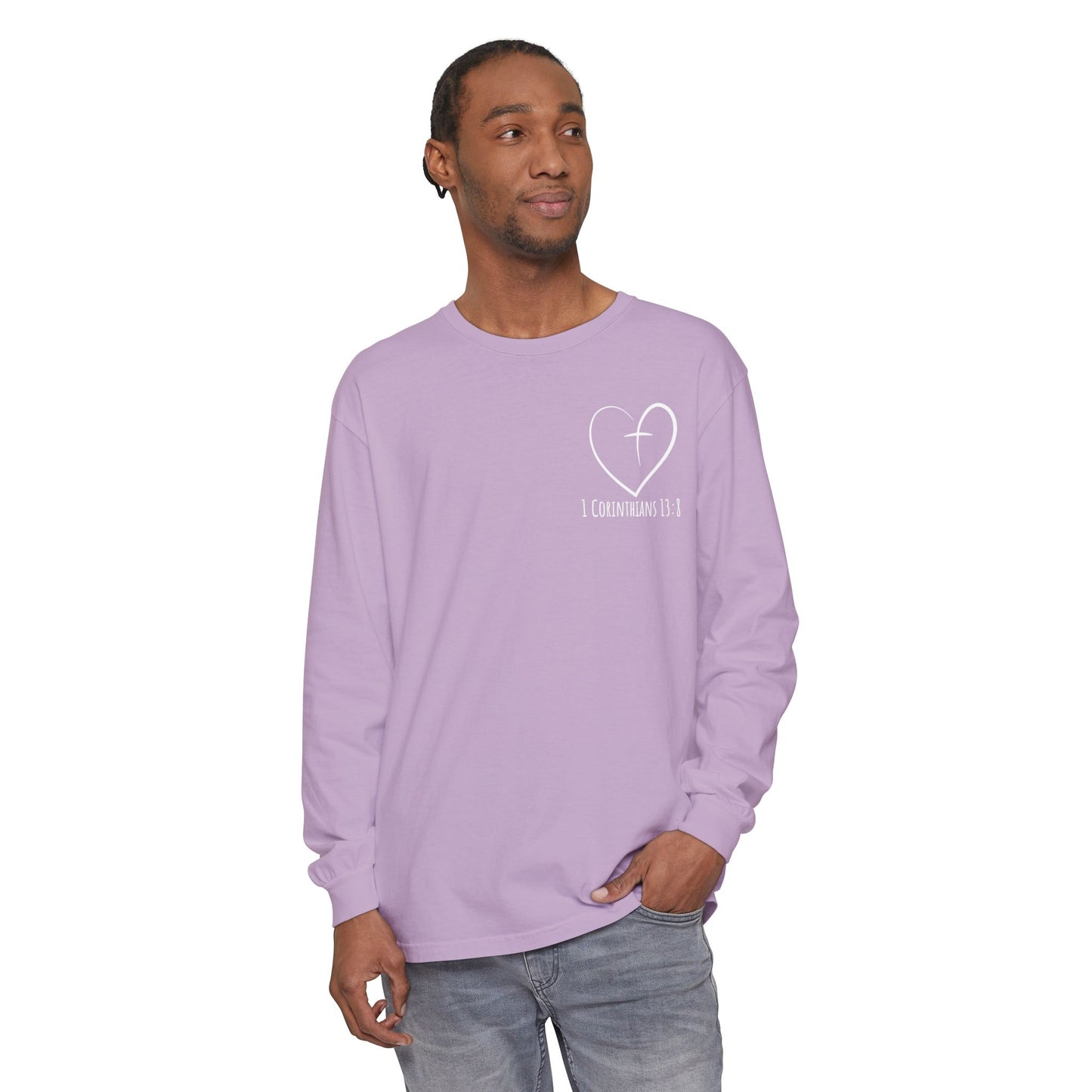 1 CORINTHIANS 13:8 LONG-SLEEVE SHIRT