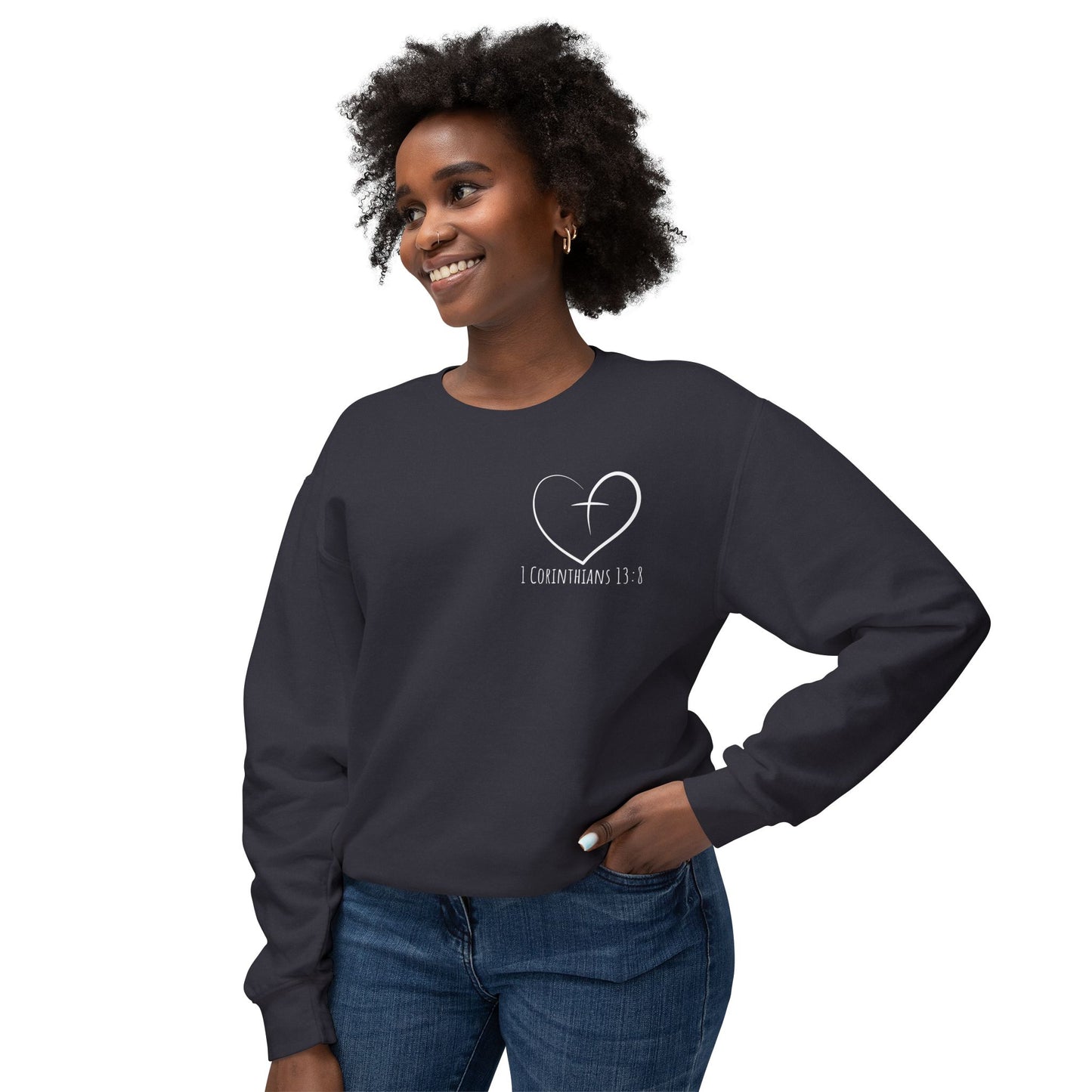 1 CORINTHIANS 13:8 CREWNECK