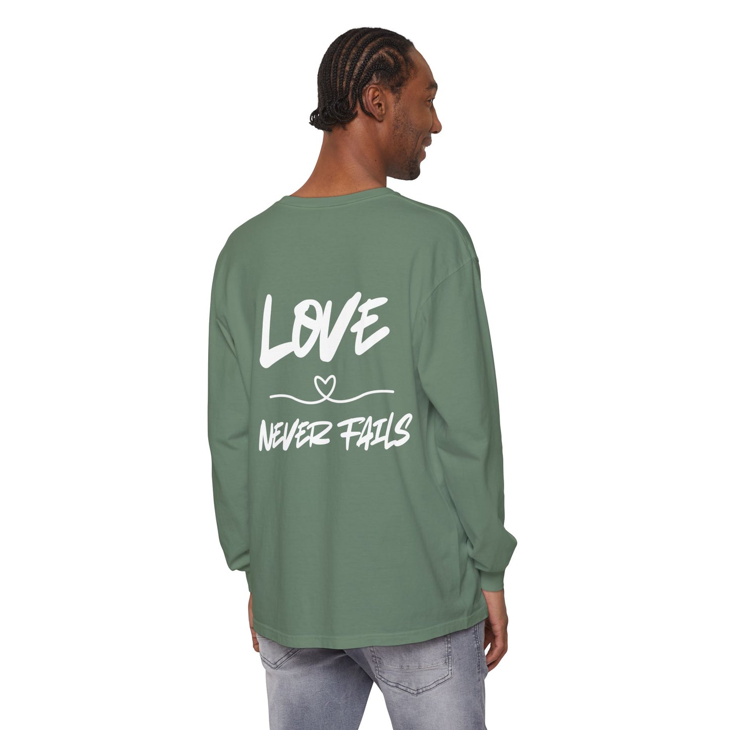 1 CORINTHIANS 13:8 LONG-SLEEVE SHIRT