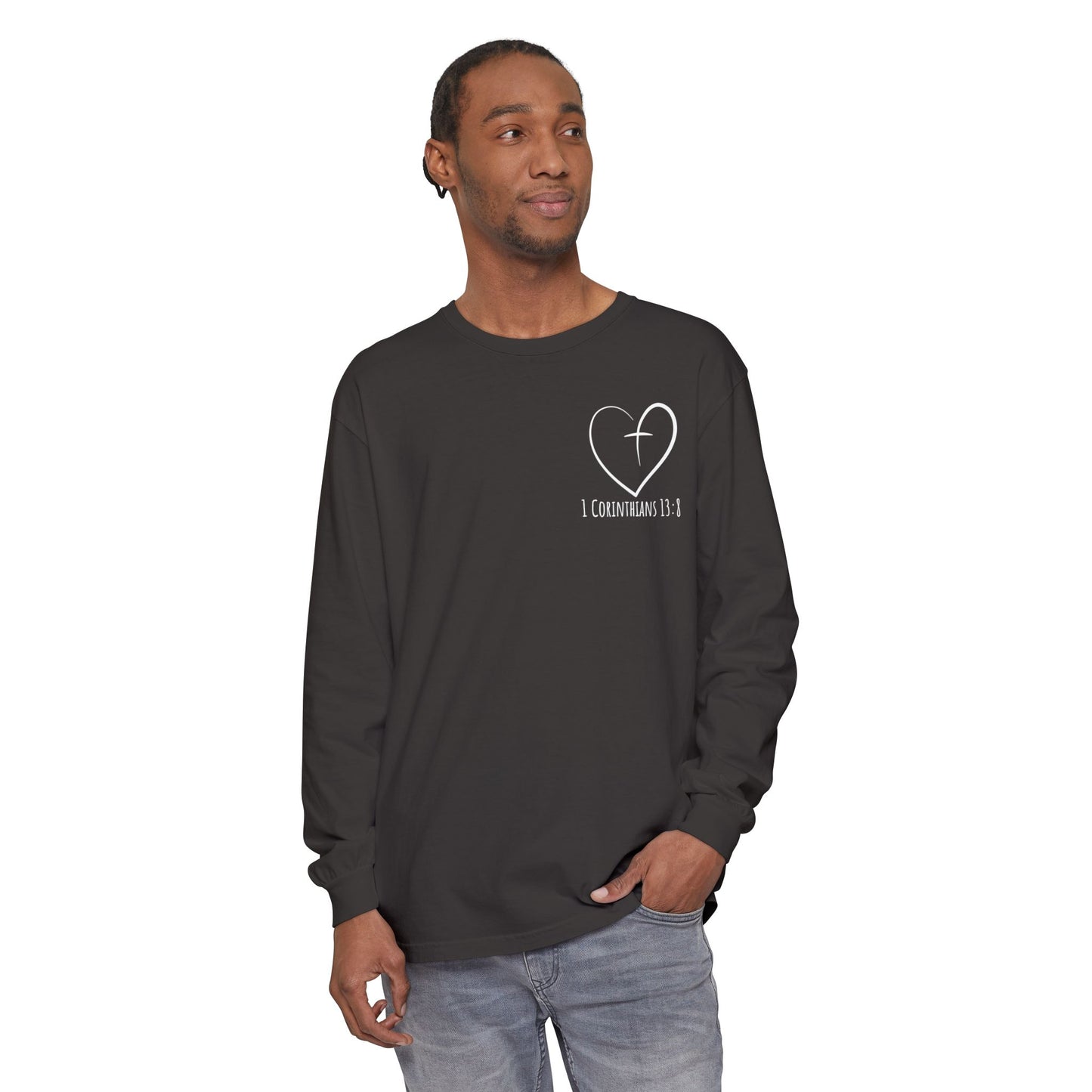 1 CORINTHIANS 13:8 LONG-SLEEVE SHIRT