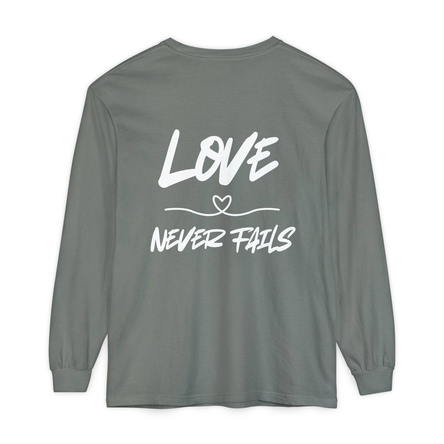 1 CORINTHIANS 13:8 LONG-SLEEVE SHIRT