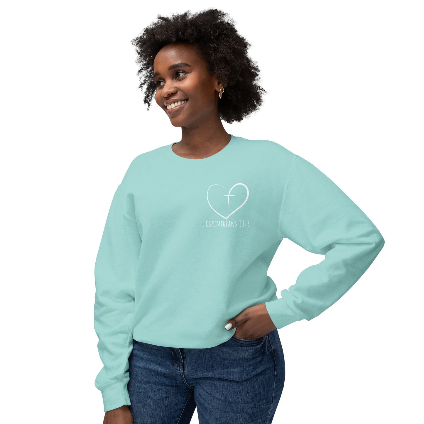 1 CORINTHIANS 13:8 CREWNECK