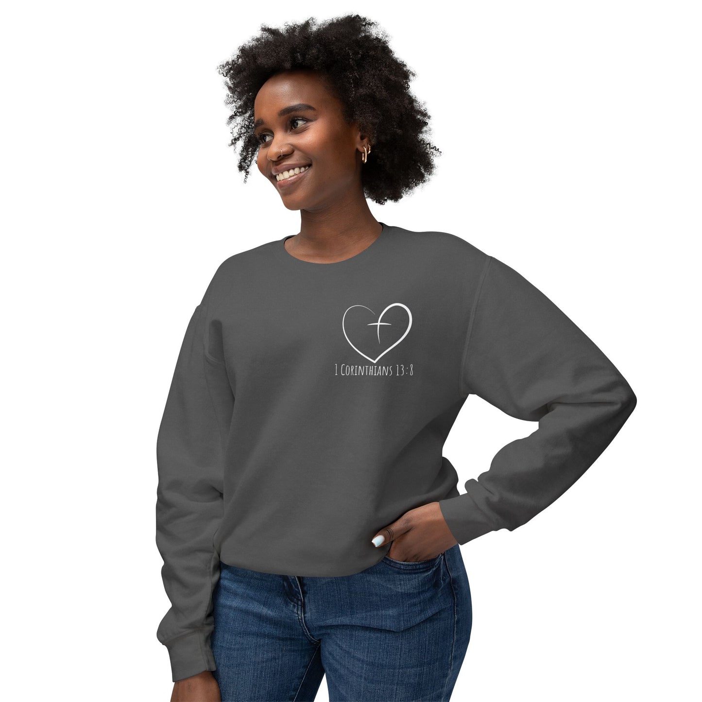 1 CORINTHIANS 13:8 CREWNECK