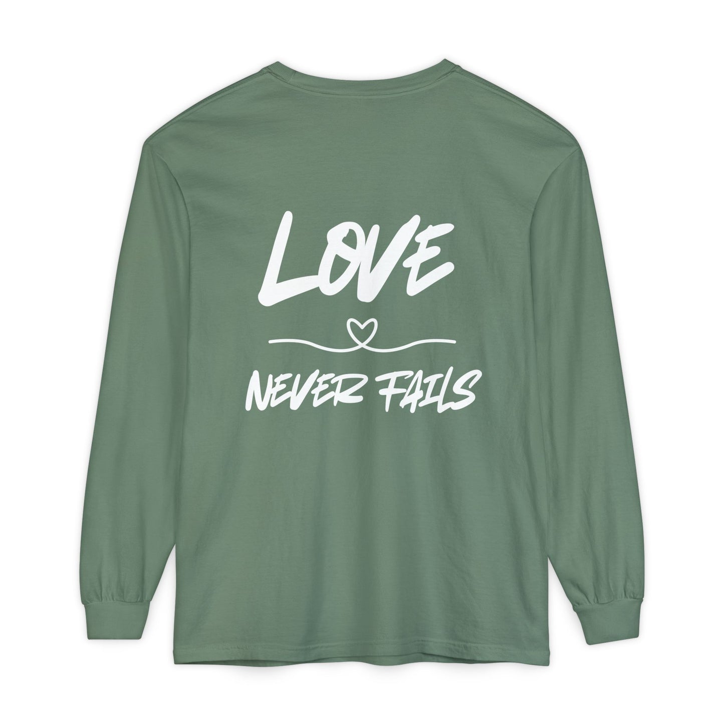 1 CORINTHIANS 13:8 LONG-SLEEVE SHIRT