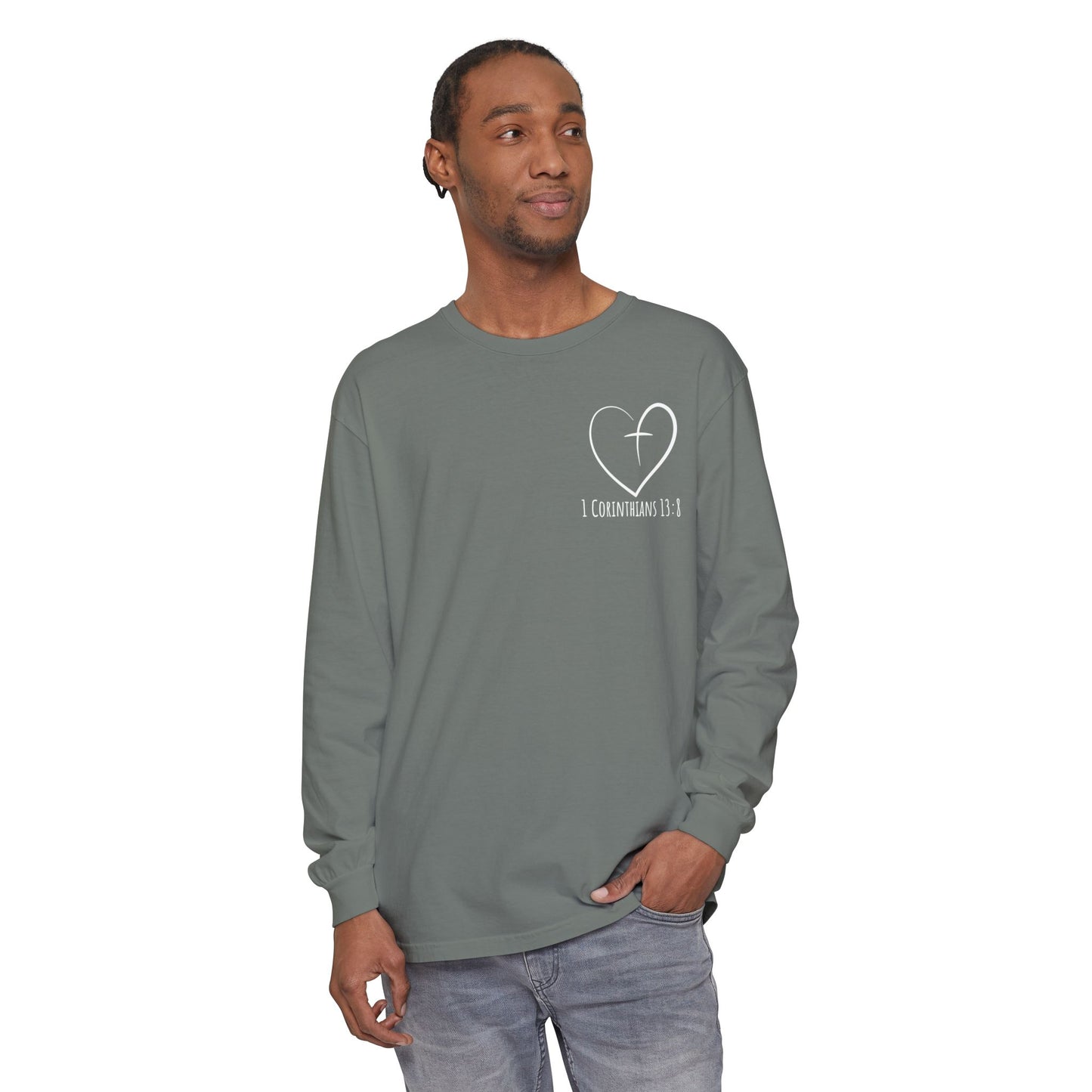 1 CORINTHIANS 13:8 LONG-SLEEVE SHIRT